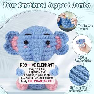 Muñeco de Elefante Azul Tejido a Crochet, Ideal para Decoración del Hogar u Oficina, Personalizable, Venta al Por Mayor, Directo de Fábrica - Product Image 2