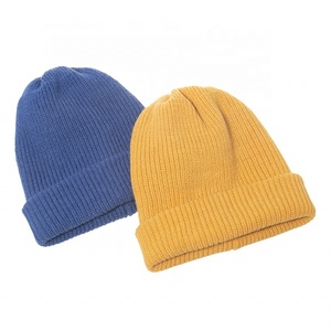 Chapeaux en tricot de pêcheur unis à la mode avec logo personnalisé, bonnets en tricot chauds à revers, bonnets d'hiver en jacquard pour adultes et enfants - Product Image 3