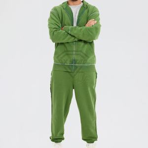 Ensemble de survêtements vintage en coton 100% délavé à l'acide, léger, à capuche, zippé, avec couleur unie respirante pour l'hiver, survêtements personnalisés - Product Image 1