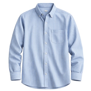 T-shirt Homme Léger 100% Coton Teint en Fil Coupe Classique Respirant Écologique Infroissable Décontracté Manches Longues Col - Product Image 1