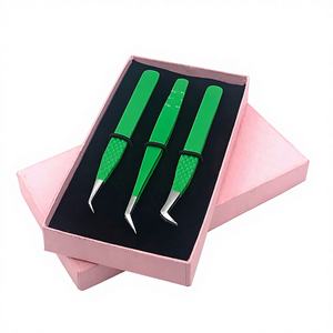 Pinzas para Pestañas GETUP BROSONS IMPEX de Alta Calidad con Recubrimiento en Polvo Color Apio, Punta Dentada Estilo Delfín, Antimagnéticas, 90 Grados, 45 Unidades - Product Image 1