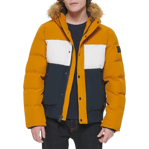 Chaqueta de Invierno para Hombre, Acolchada, con Capucha, Bloques de Color, Aislante, Abrigo Cálido con Cremallera para Clima Frío, Ropa de Exterior - Product Image 2