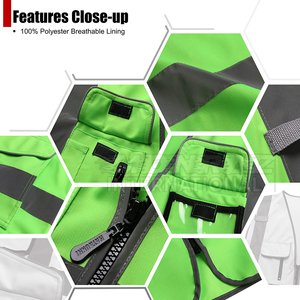 Gilet de sécurité haute visibilité respirant imperméable à séchage rapide polyester/nylon vêtements de travail avec caractéristiques réfléchissantes - Product Image 4