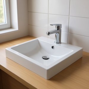 Évier en résine marbrée de 60 cm avec bassin central, produit élégant et durable pour votre maison ou votre bureau - Product Image 3