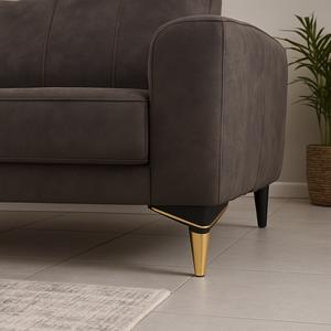 Patas de Muebles Modernas de Plástico Negro de 15 cm con Forma Triangular, Tiras Cromadas y Tapa Dorada, Fácil Instalación para Sofás y Armarios de Sala de Estar - Product Image 2