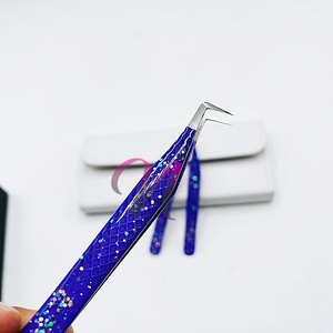 Pince à cils ultra-fine avec logo personnalisé à 90 degrés en acier inoxydable de qualité supérieure non corrosive Nomex durable - Product Image 1