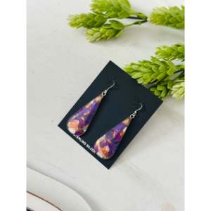 Navajo Handmade Purple Mohave Turquoise & Sterling <b>Silver</b> Drop <b>Earrings</b> Water Drop Shape <b>Dangle</b> Design - Product Image 3