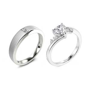 18K Gold Plated Sterling Silver Elegant <b>Couple</b> Wedding <b>Ring</b> <b>Set</b> - Product Image 2