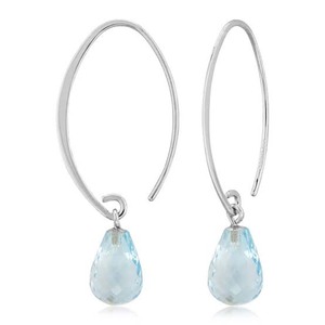 Boucles d'oreilles pendantes en argent sterling 925 plaqué or, style vintage, cadeau de mariage ou de fête, paire, pierre d'aquamarine, forme pyramidale, sertie - Product Image 4