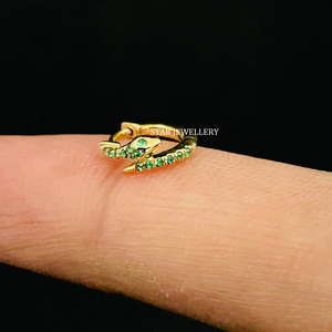 14K Solid <b>Gold</b> CZ Emerald Snake <b>Nose</b> <b>Ring</b> Fine Jewelry. - Product Image 2