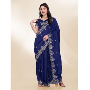 Indian Export Quality Amazing Color Chinon Silk Saree With <b>Sequins</b> Embroidery Work With Cut Work Wholesaler From India for Sale - Product Image 1