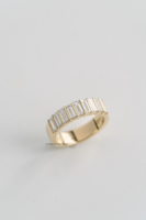 Bague de mariage Moissanite coupe baguette droite Vintage 1.80 TCW en or jaune massif 14 carats, demi-barre d'éternité ensemble bague empilable