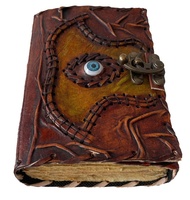 Diario de Cuero A5 Estilo Vintage NEW ERA, Libro de Hechizos Hocus Pocus de Halloween, 100 Hojas de Papel Antiguo con Bordes Decorativos, Encuadernación Cosida