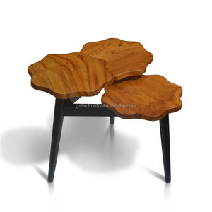 Juego de mesa auxiliar convertible de diseño coreano de madera maciza única, sala de estar Juego de 3 piezas para, muebles para el hogar de estilo de granja - Product Image 1