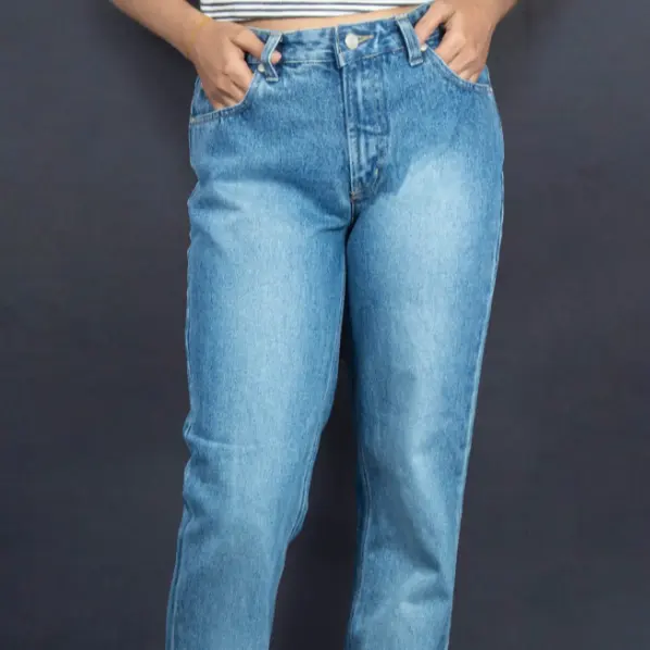Wholesale Custom Women wide Stretch Jeans High Waist Solid Color Trousers Women Pencil Pants Skinny Jeans Denim Pants Vintage