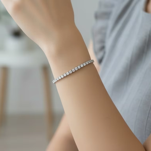 14K <b>Gold</b> & Natural Classic <b>Rose</b> <b>Gold</b> Round Diamond Line <b>Bracelet</b> for Women's - Product Image 5