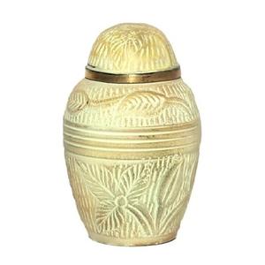 Top Dôme En Laiton Crémation Souvenir Urnes Avec Fleur Gravure Or Et Bleu Couleur Fini Pour Les Cendres Humaines-Fourniture Funéraire - Product Image 6