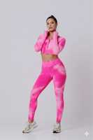 Conjunto Deportivo de 3 Piezas para Mujer, Cintura Alta, Elástico, Reversible, Estampado de Leopardo, Franela, Talla Grande, Impermeable, para Yoga, Baile y Ejercicio