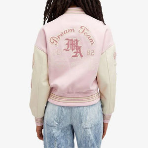 Haute qualité femmes coupe-vent varsité veste coton polaire Baseball conception patchs brodés culture Chenille Bomber veste - Product Image 5