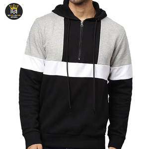 Diseño personalizado 100% algodón hecho hombres media cremallera Sudadera con capucha peso ligero de calidad superior media cremallera sudaderas con capucha para hombre - Product Image 1