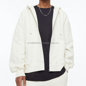 Sudadera con capucha de algodón con cremallera para hombre, estilo oversize, con hombros caídos, estampado puff, estilo streetwear, para mí - Product Image 2