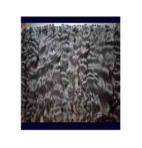 Extensiones de cabello virgen con ondas de templo del sur de la India, extensiones de cabello humano de fábrica de trama de encaje plano doble Remy rizado Natural - Product Image 5