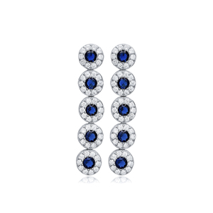 Rond Saphir CZ Pierre Argent En Gros Long Boucles D'oreilles Turc À La Main En Gros 925 Bijoux En Argent Sterling - Product Image 5