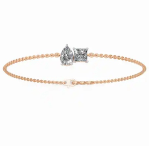 สร้อยข้อมือ Toi Et Moi Pear and Princess Diamond ประดับเพชร 0.816 กะรัต 2 เม็ด ทอง 9k 14k 18k สีเหลือง สีโรสโกลด์ สีขาว ทองคำขาว เครื่องประดับหรูหราคู่ 2 ชิ้น - Product Image 1