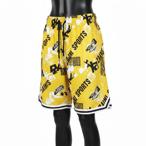 Shorts de basket-ball pour femmes de qualité supérieure, 180 GSM, polyester léger, maille jaune et noire, logo sublimé, shorts pour femmes - Product Image 4