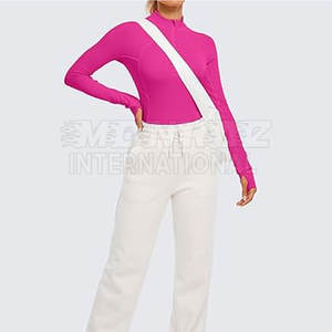 Alta calidad precio barato mujeres media cremallera camisa camuflaje peso ligero mujeres camisas de compresión - Product Image 4