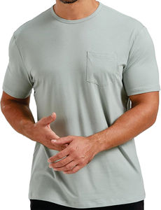 Camiseta informal de algodón para hombre con tejido de punto de ajuste cómodo y transpirable con bolsillo para mujer Diseño de timbre - Product Image 2
