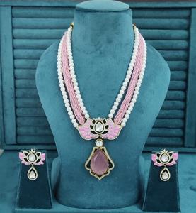 ชุดสร้อยคอโมนาลิซ่า คัตติ้งสโตน มอยส์ซาไนต์ โพลกี้ อิตาเลียน มีนา ไข่มุกขาว เมเฮนดี โพลิช ไฮโดร เหมาะสำหรับใส่ไปงานปาร์ตี้ - Product Image 5