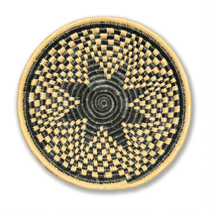 Ensemble de trois plaques murales Moonj grass avec des motifs géométriques complexes bleu, orange et blanc, disponibles en gros - Product Image 3