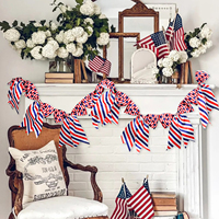 Guirlande de drapeaux américains à rayures, bannière triangulaire USA, décoration de fête patriotique pour la fête du Memorial Day de l'Indépendance