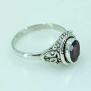 Romantic Boho Red <b>Garnet</b> Oval Handmade <b>Ring</b> 925 Sterling <b>Silver</b> Perfect Anniversary Birthday Gift for Her January Birthstone - Product Image 4