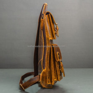 Genuine Leather Vintage Handmade Crossbody chest bag Casual Shoulder <b>Purse</b> Customized Sling <b>Backpack</b> Fanny Pack - Product Image 3