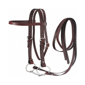 Hermosa banda para la frente de cuero marrón personalizada, brida de tiro ajustable, doble costura, sillín australiano hecho por fabricante indio - Product Image 2