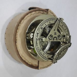 Boussole à cadran solaire en laiton Nickle, boussole de poche en cuir blanc, élimine le soleil, nouveauté - Product Image 3