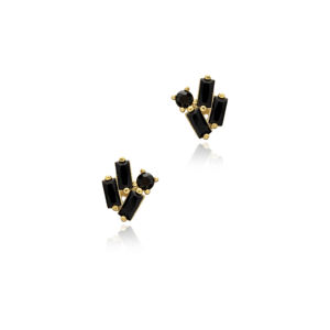 Minimalista negro CZ Baguette diseño Stud pendientes venta al por mayor hecho a mano moda 925 plata esterlina joyería turca - Product Image 3