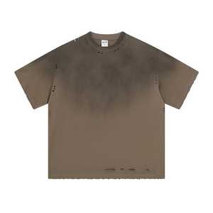 T-shirts de détresse pour hommes personnalisés OEM 100% Jersey de haute qualité en coton 180-220gsm court - Product Image 1