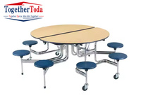 Usine Cantine Meubles École Mobile Table À Manger et Chaises Enfants Tabouret Rond Pliant Cafétéria 8 Places avec Roulettes