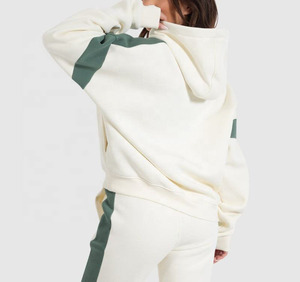 Vente en gros Street Wear personnalisé Sweats à capuche 100% coton de haute qualité à épaules tombantes avec contraste de blocs de couleurs pour femmes - Product Image 3