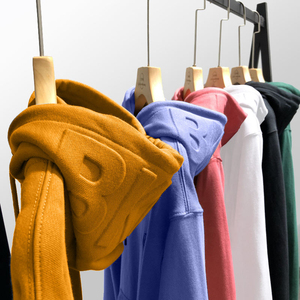 Sweat-shirts à capuche surdimensionnés tendance unisexes pour hommes et femmes, logo personnalisé en relief, polaire épais, streetwear, coupés et cousus - Product Image 5