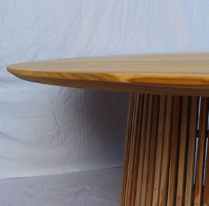 Muebles de mesa de comedor redondos de madera maciza baratos hechos de madera de Mindi, fabricante de muebles reales de Indonesia - Product Image 6