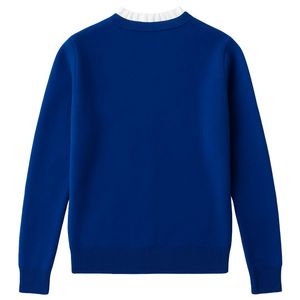 Zeta Phi Beta Cardigan en tricot bleu royal avec col à volants blanc brodé de lettres grecques sororité pull de la vie grecque - Product Image 3