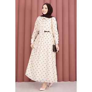 Ensemble 2 pièces en mousseline de soie à pois crème avec haut à col nœud et foulard, collection Printemps/Été – Haut court et short - Product Image 5