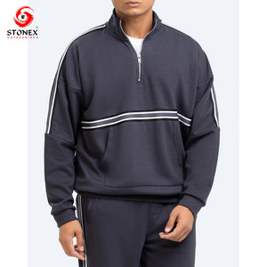 Ensemble survêtement homme personnalisé pour l'hiver, en molleton de coton de haute qualité, léger, respirant, avec fermeture éclair, tenue décontractée, impression de logo personnalisé - Product Image 5