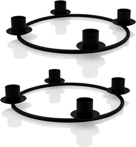 Soporte de vela en forma de anillo con 4 cabezas, soporte de vela negro moderno, anillo de Metal, portavelas decorativo de mesa, decoración de Navidad - Product Image 2