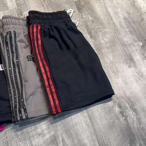 Custom French Terry <b>Sweat</b> <b>Shorts</b> For Men Vintage Cotton Style With Rhinestone Side Stripes Drawstring Waist And Screen Print - Product Image 3