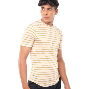 Camiseta de Jersey de algodón a rayas amarillas para hombre y mujer con tu propio diseño de camisetas estampadas - Product Image 4